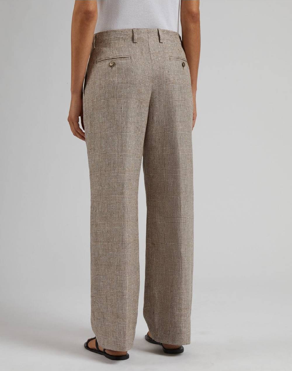 Lardini Pantalone in lino marrone con disegno galles In Linea