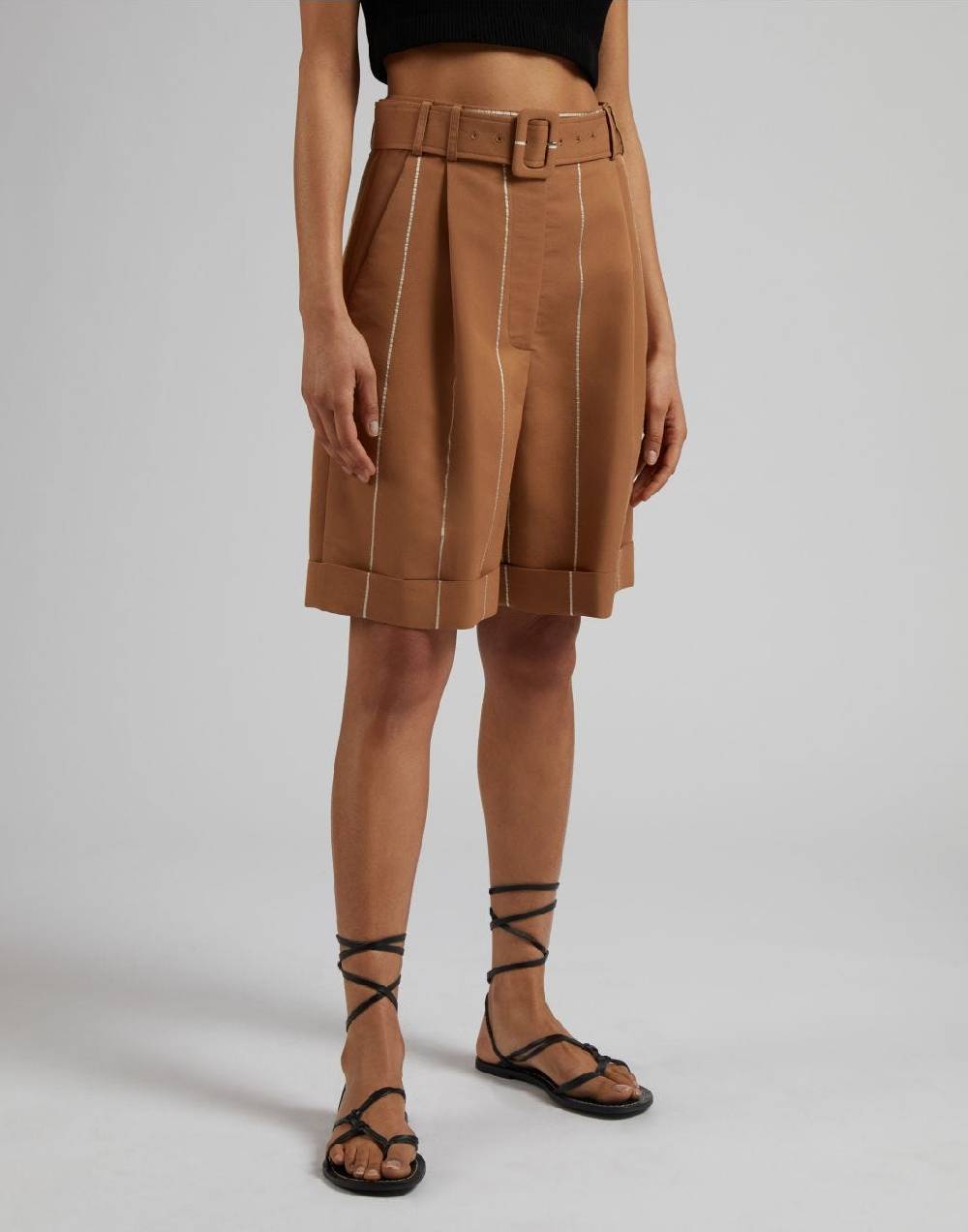 Lardini Bermuda ruggine in viscosa gessato largo Nuovo