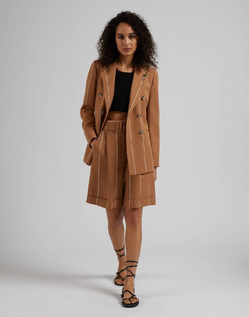 Lardini Bermuda ruggine in viscosa gessato largo Nuovo