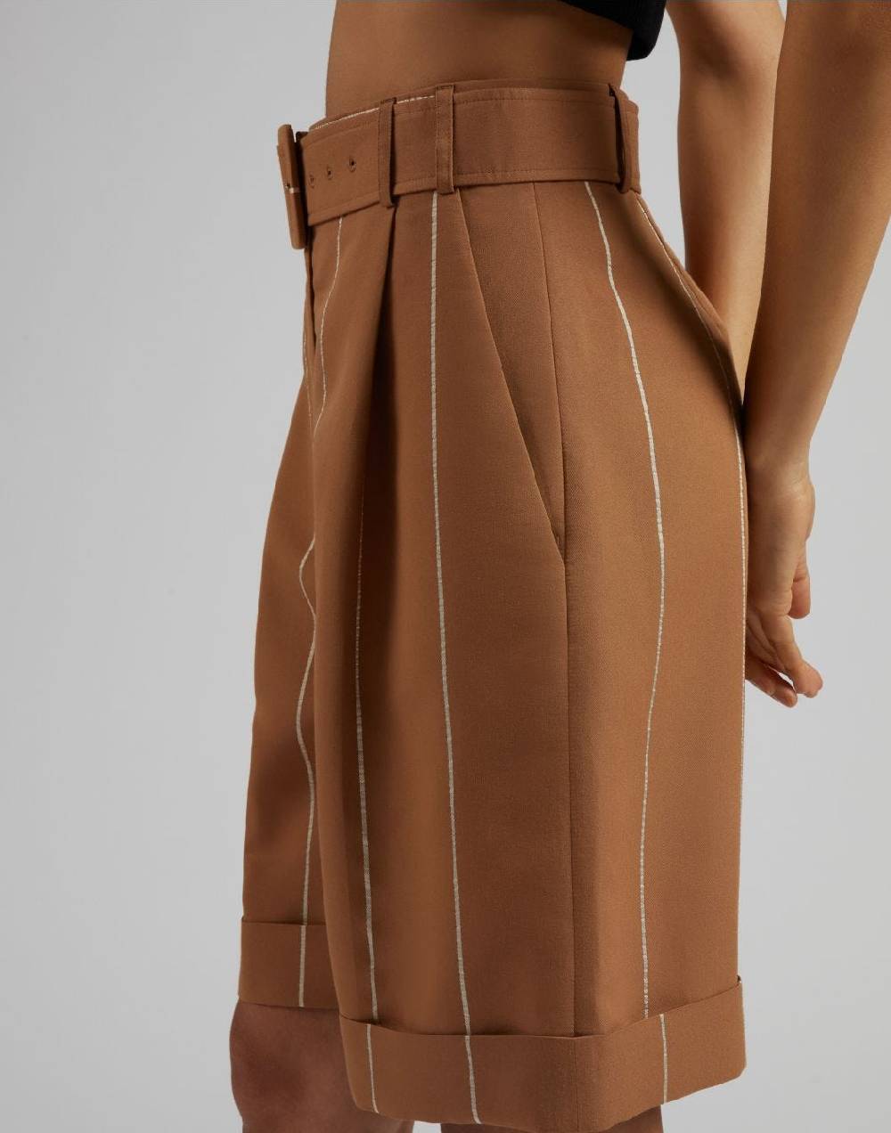 Lardini Bermuda ruggine in viscosa gessato largo Nuovo