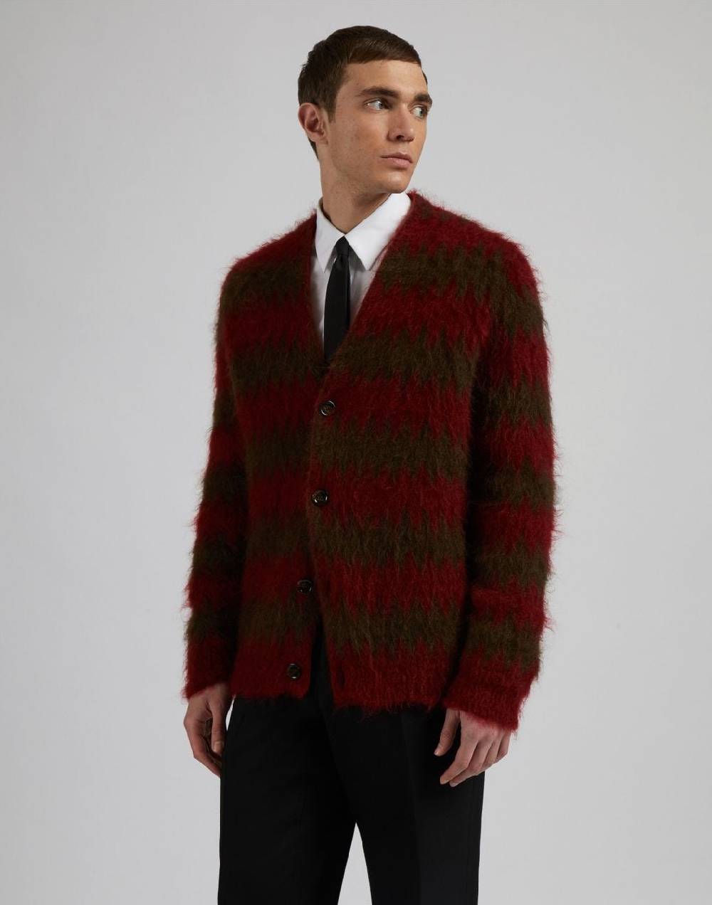 Lardini Cardigan in kid mohair con lavorazione jacquard bicolore Vendita Economica