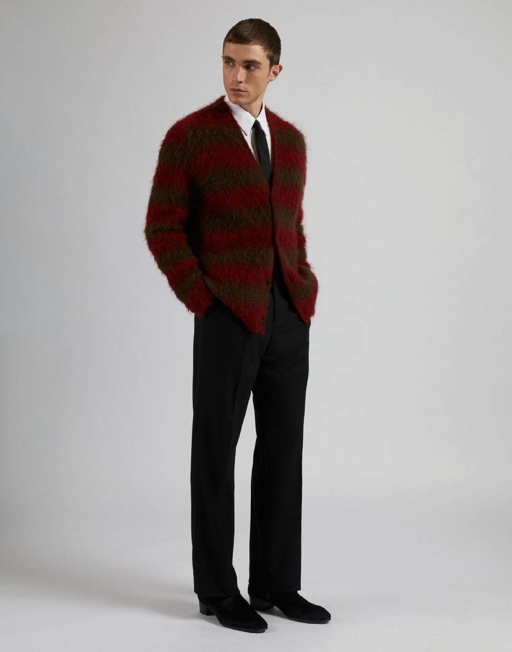 Lardini Cardigan in kid mohair con lavorazione jacquard bicolore Vendita Economica