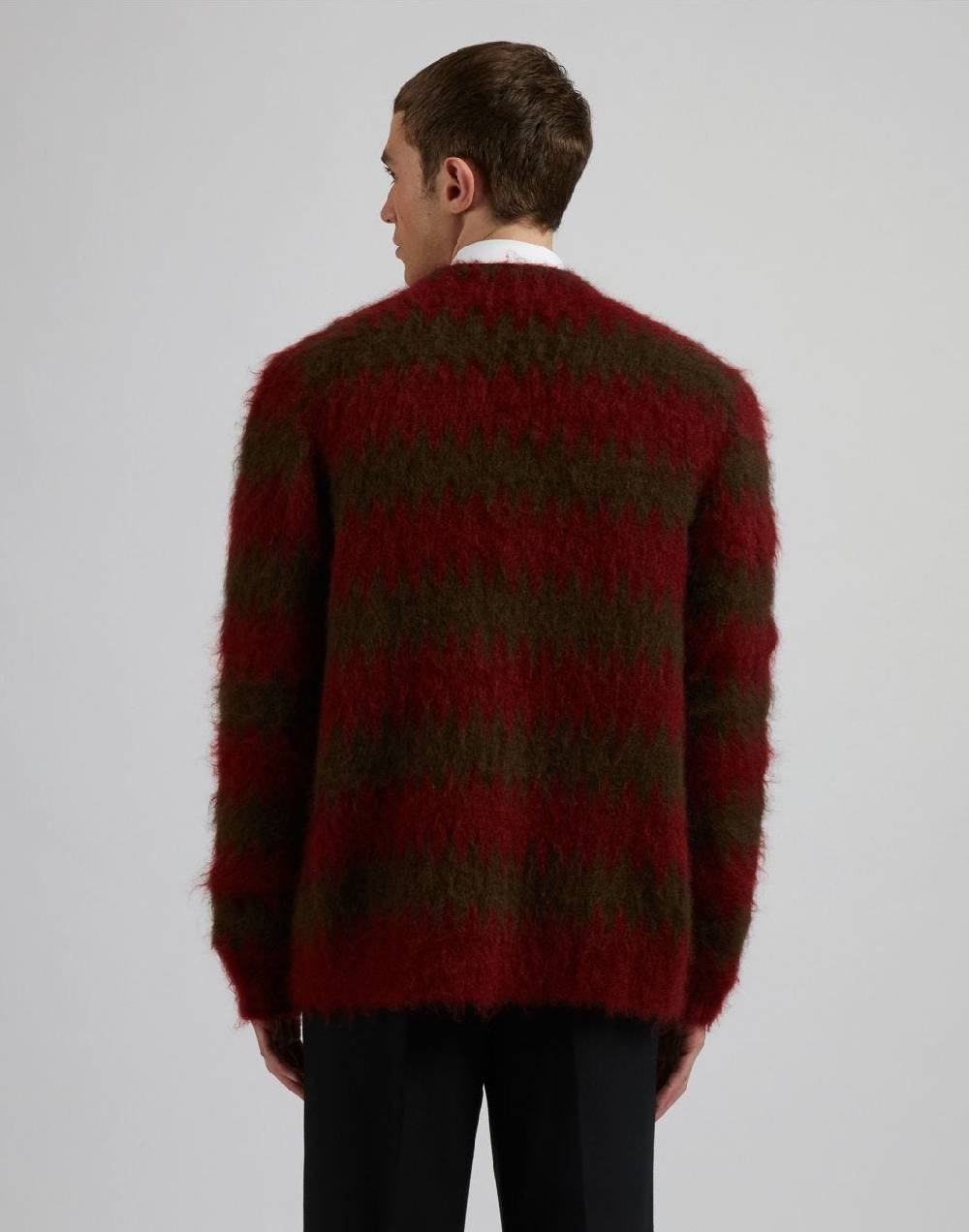 Lardini Cardigan in kid mohair con lavorazione jacquard bicolore Vendita Economica
