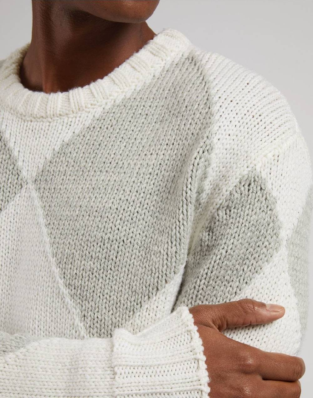 Lardini Maglia girocollo bianca con intarsio bicolore grigio I Più Venduti