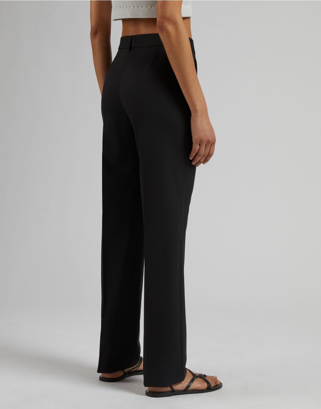 Lardini Pantalone nero gamba dritta regolare in tessuto di lana stretch Shopping Online