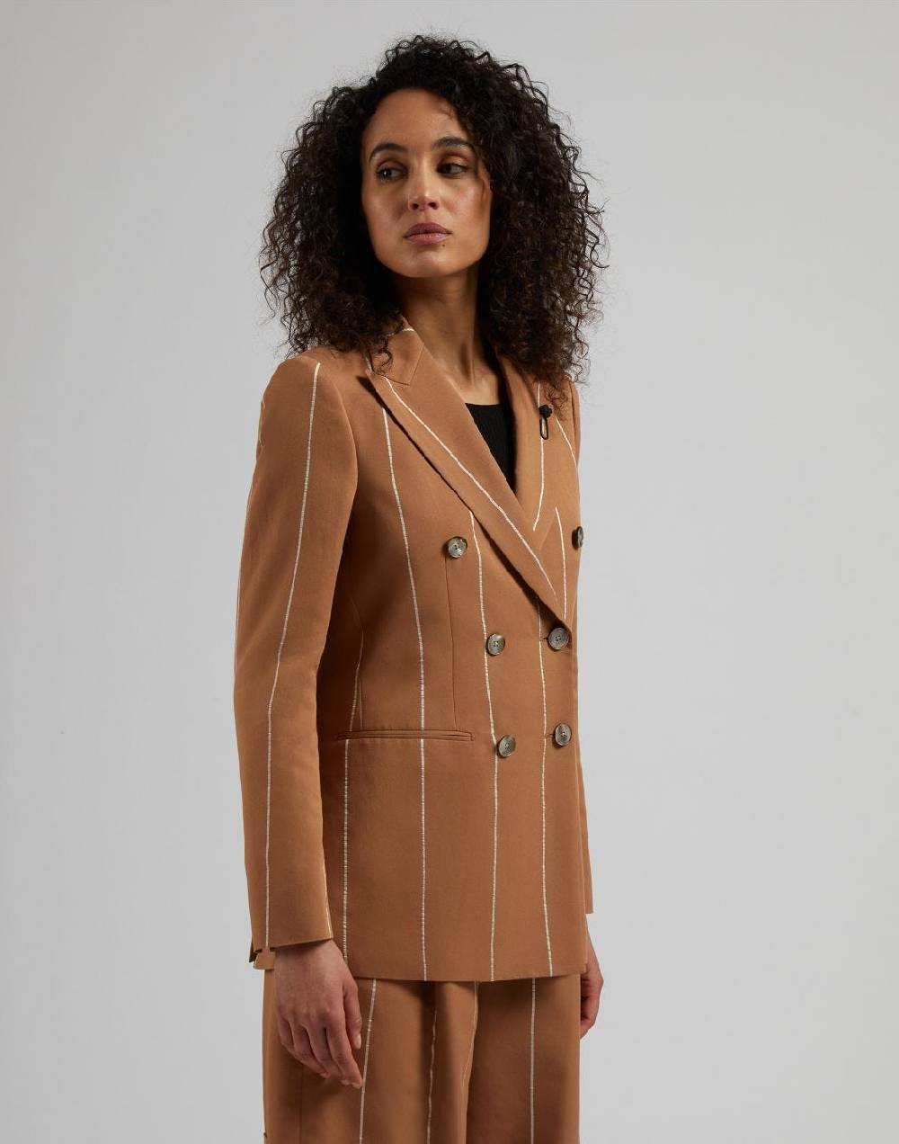 Lardini Blazer doppiopetto ruggine in viscosa gessato largo Convenienza