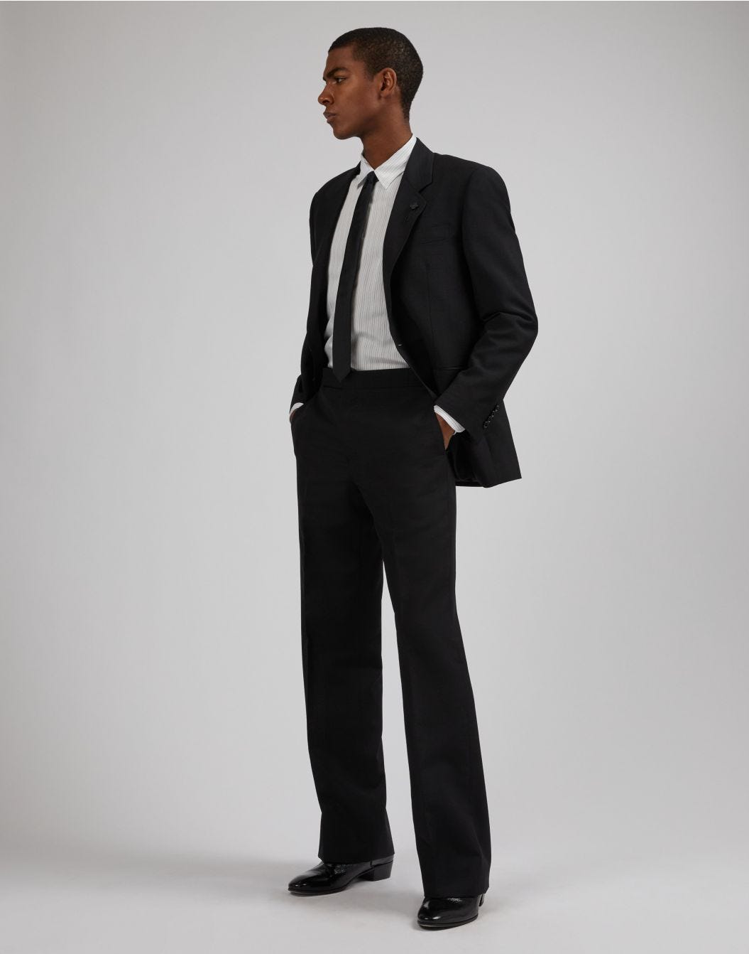 Lardini Camicia bianca a righe in popeline soft touch Presa