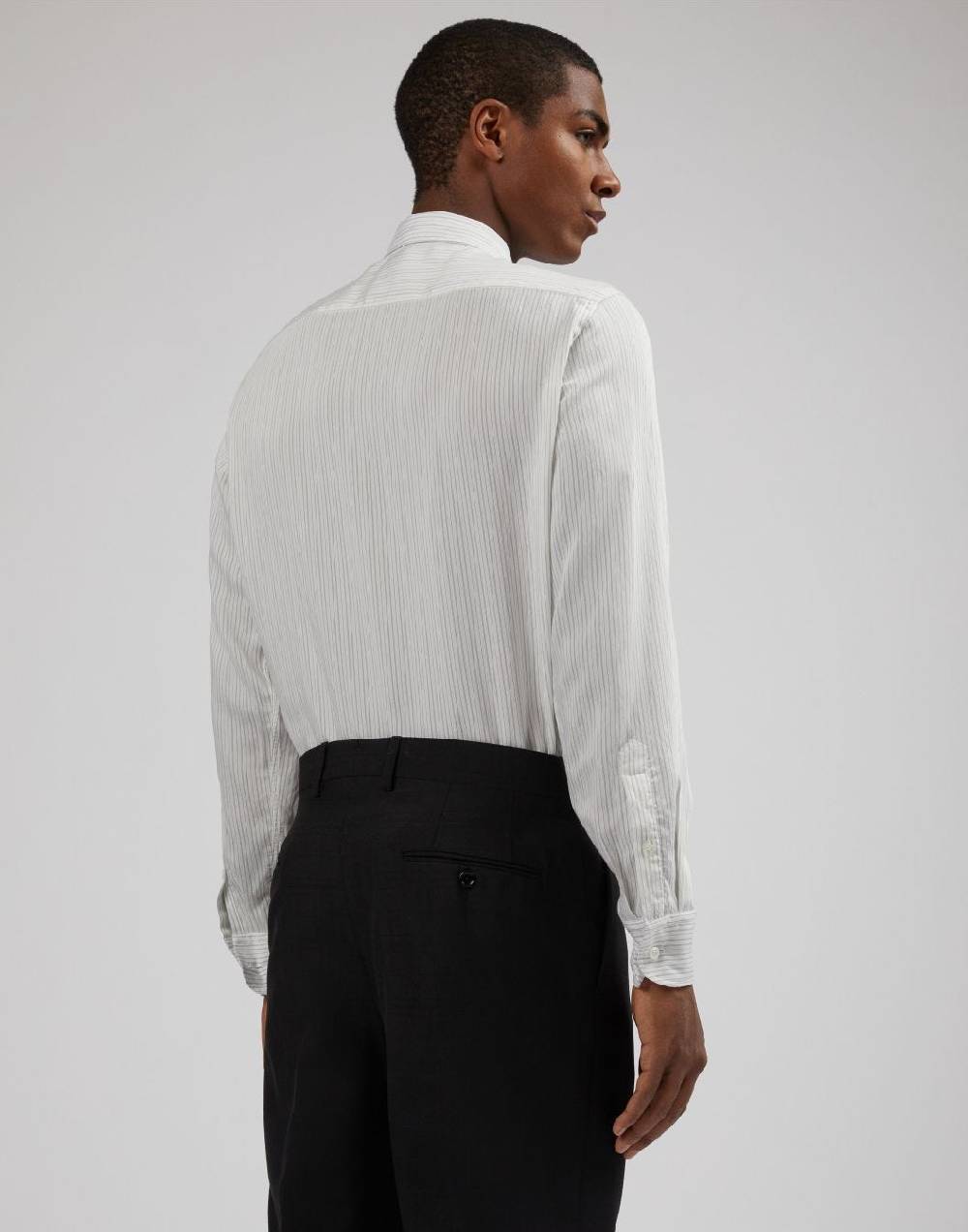 Lardini Camicia bianca a righe in popeline soft touch Presa
