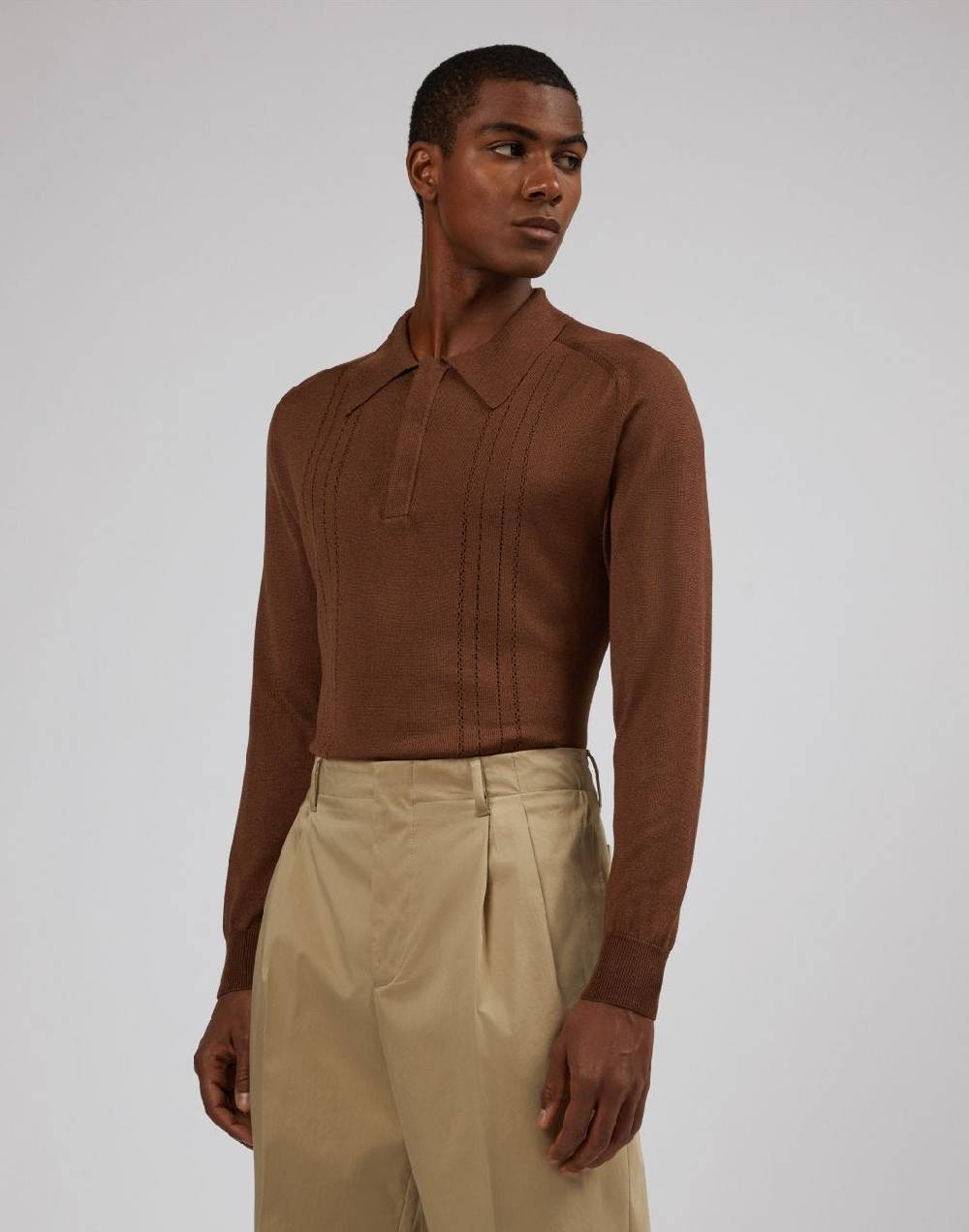 Lardini Polo a manica lunga nocciola Online