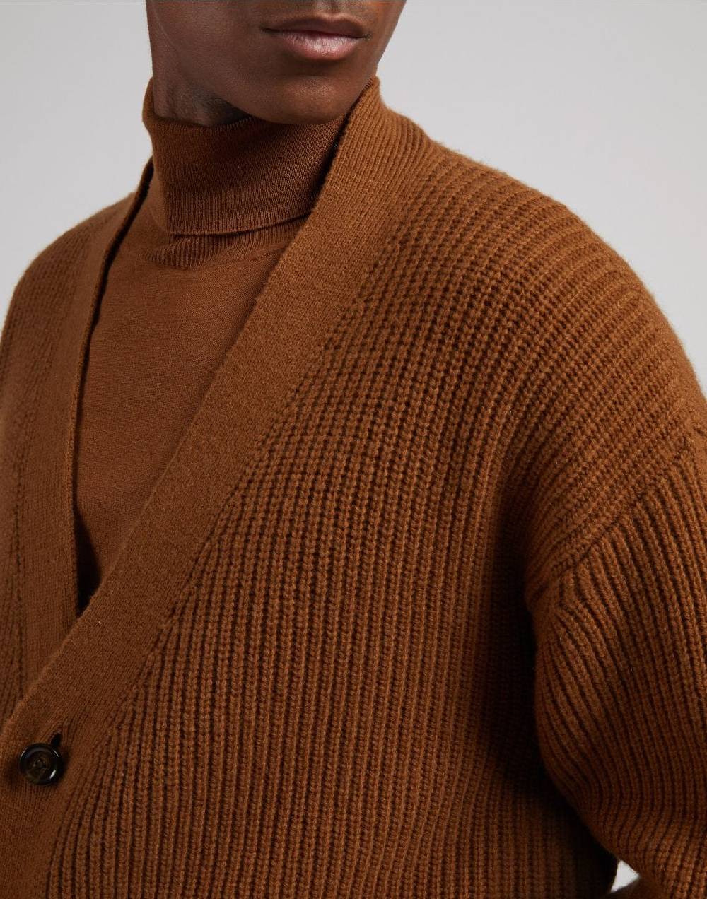 Lardini Cardigan nocciola in lana e cashmere In Vendita