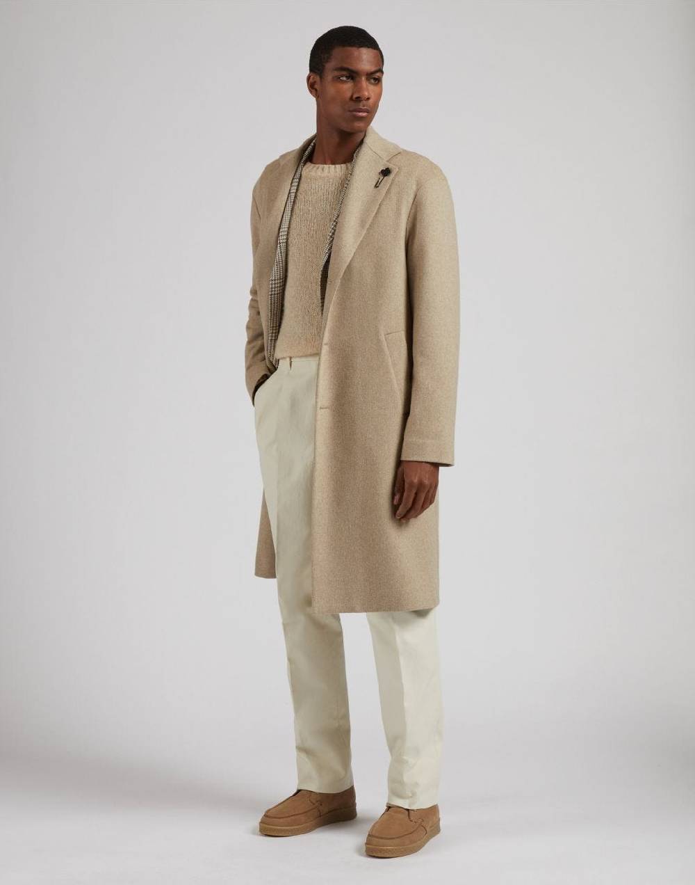 Lardini Maglia girocollo beige a manica lunga Saldi