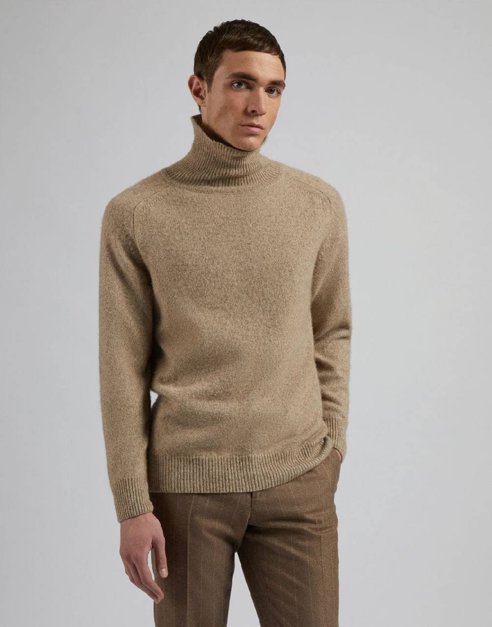Lardini Maglia dolcevita beige in 100% puro cashmere biagioli titolo 2/11 Offerte