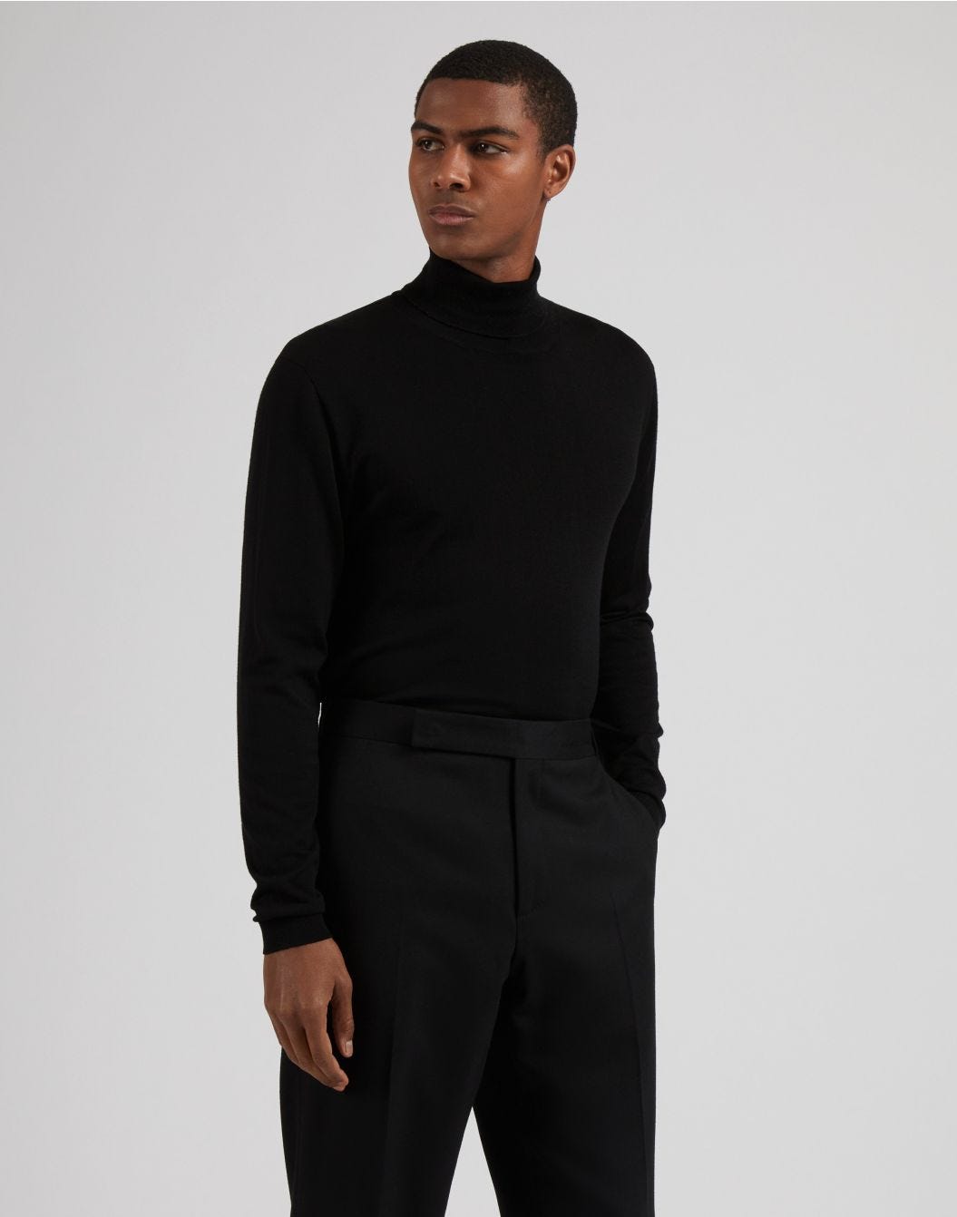 Lardini Dolcevita nero in lana merino, seta e cashmere Vendita Calda