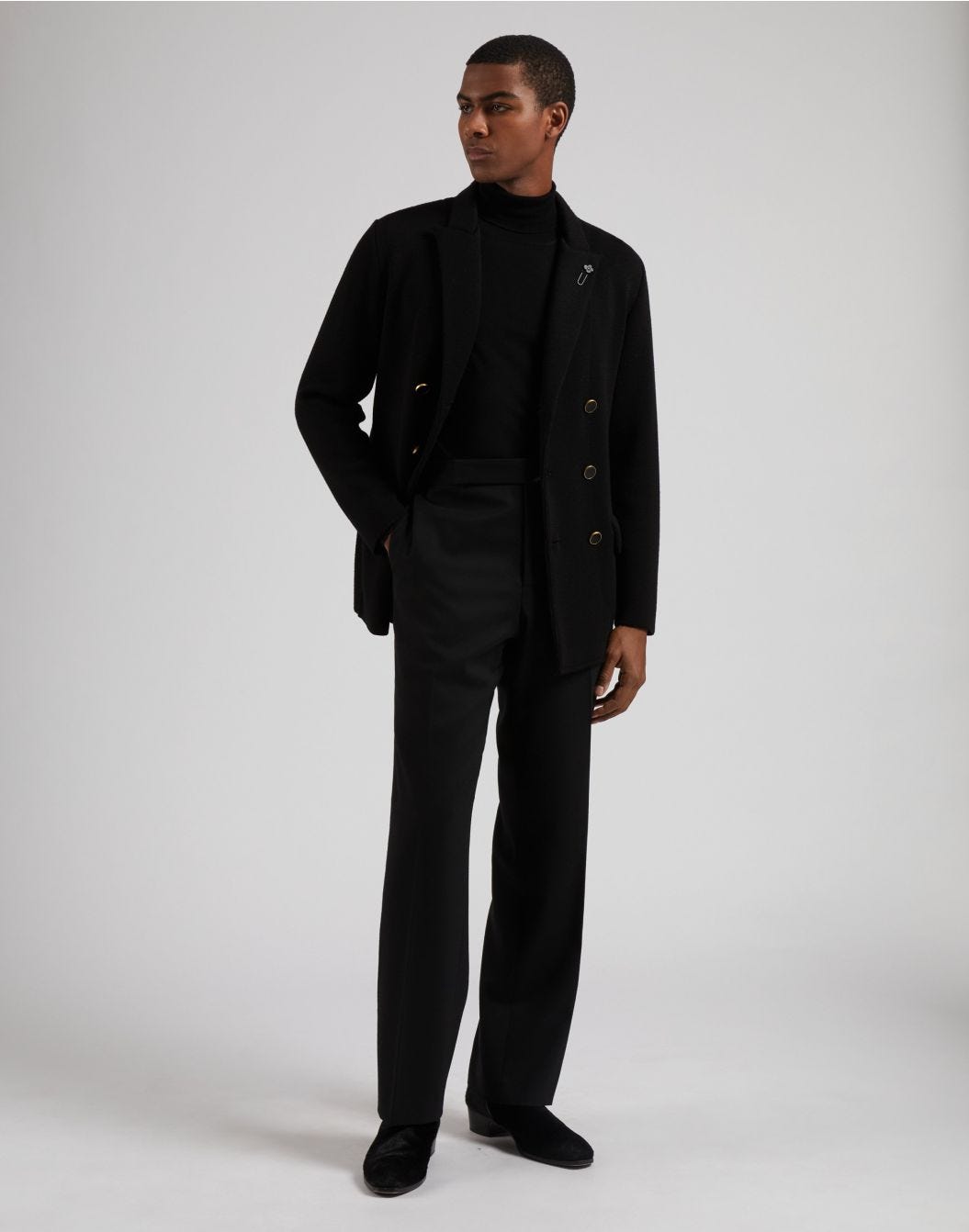 Lardini Dolcevita nero in lana merino, seta e cashmere Vendita Calda