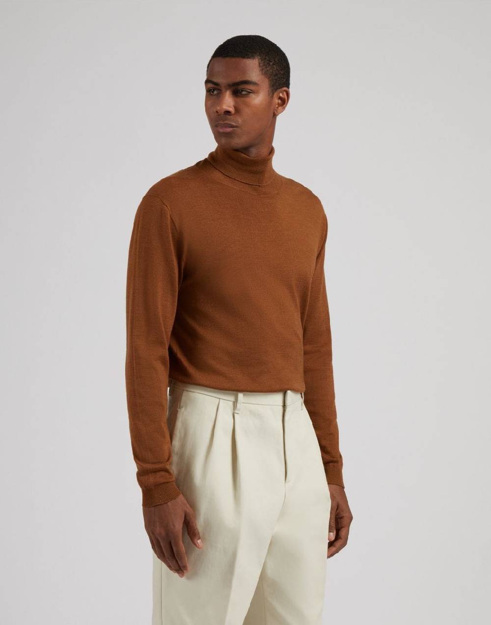 Lardini Dolcevita nocciola in lana merino, seta e cashmere Vendita Economica