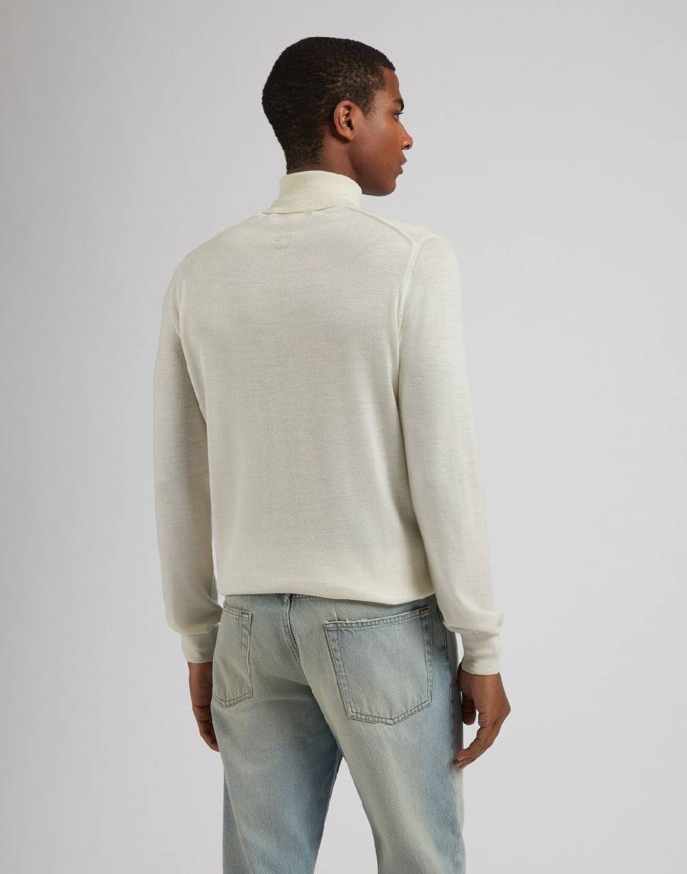 Lardini Dolcevita bianco in lana merino, seta e cashmere Saldi Di Fabbrica