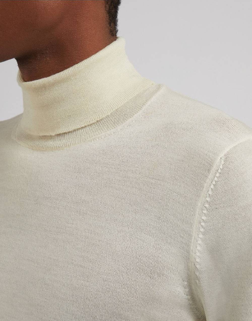 Lardini Dolcevita bianco in lana merino, seta e cashmere Saldi Di Fabbrica
