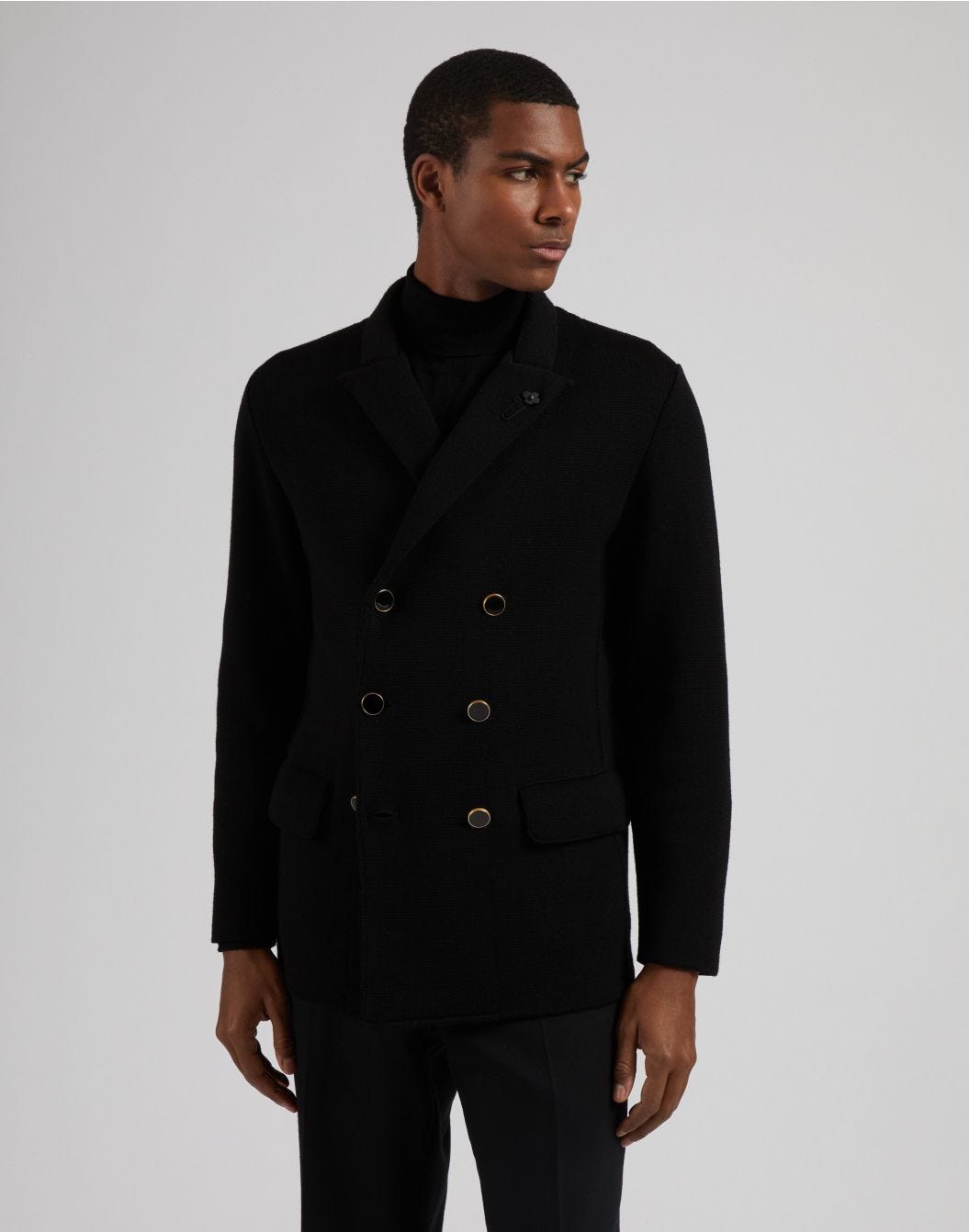 Lardini Peacoat nero doppiopetto in lana merino 100% I Più Venduti
