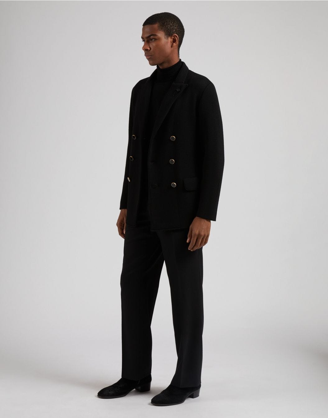 Lardini Peacoat nero doppiopetto in lana merino 100% I Più Venduti