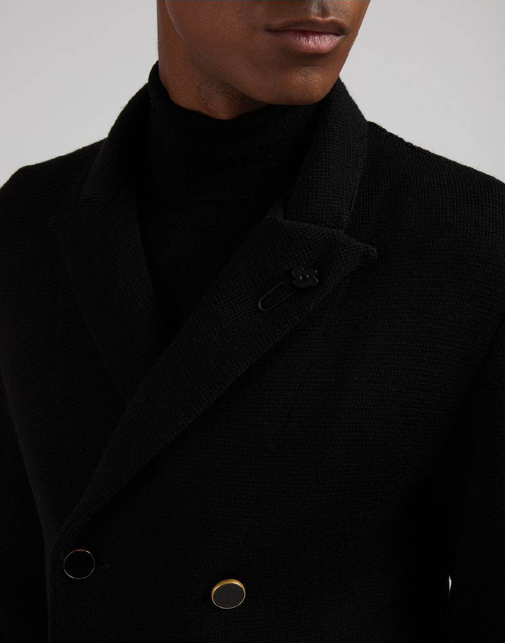 Lardini Peacoat nero doppiopetto in lana merino 100% I Più Venduti