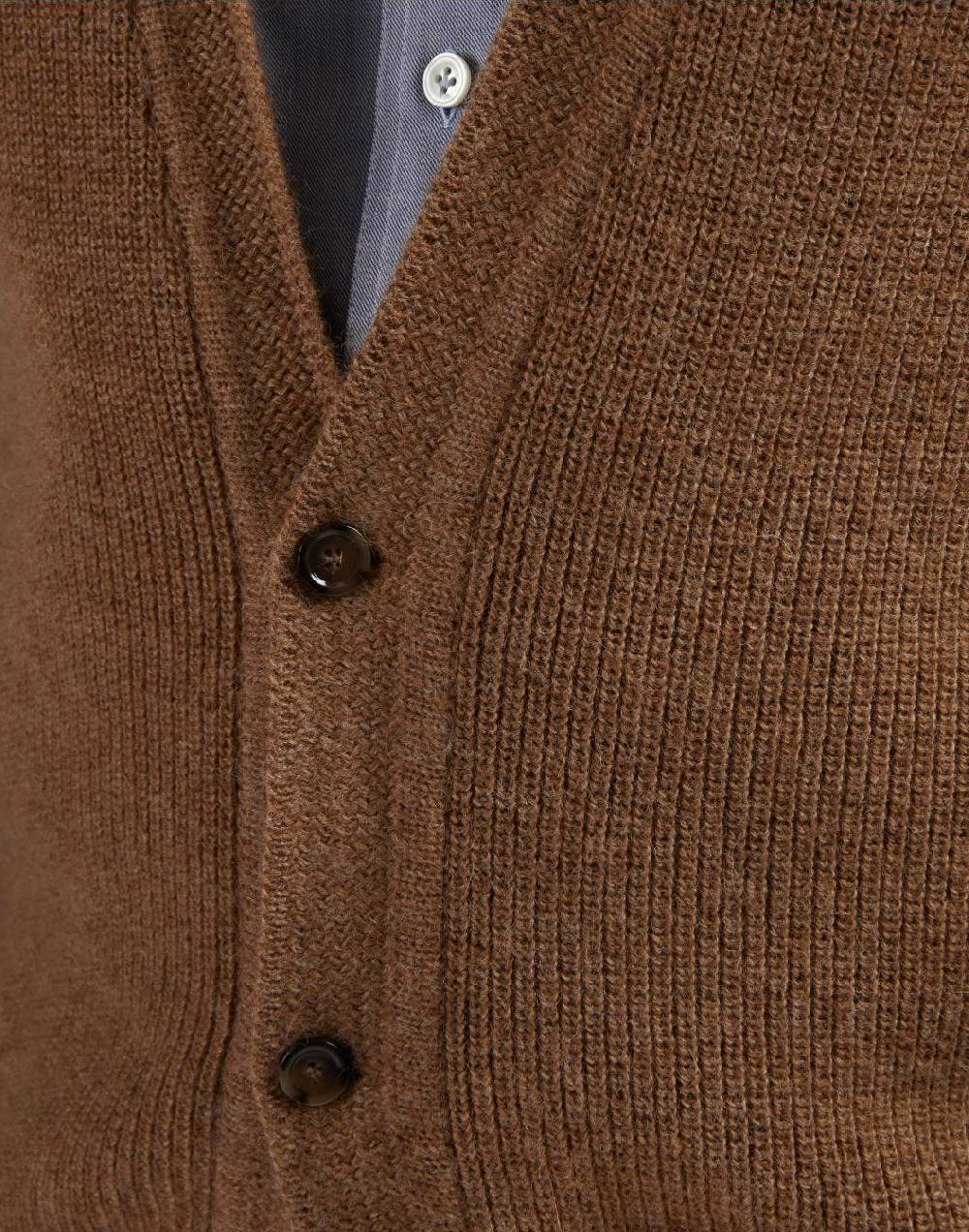 Lardini Gilet nocciola in maglia di lana bio e alpaca Negozio
