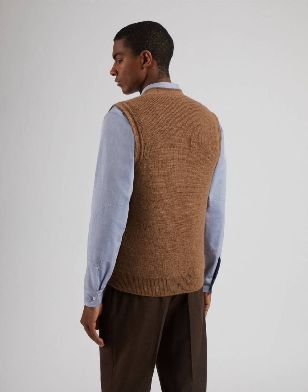 Lardini Gilet nocciola in maglia di lana bio e alpaca Negozio