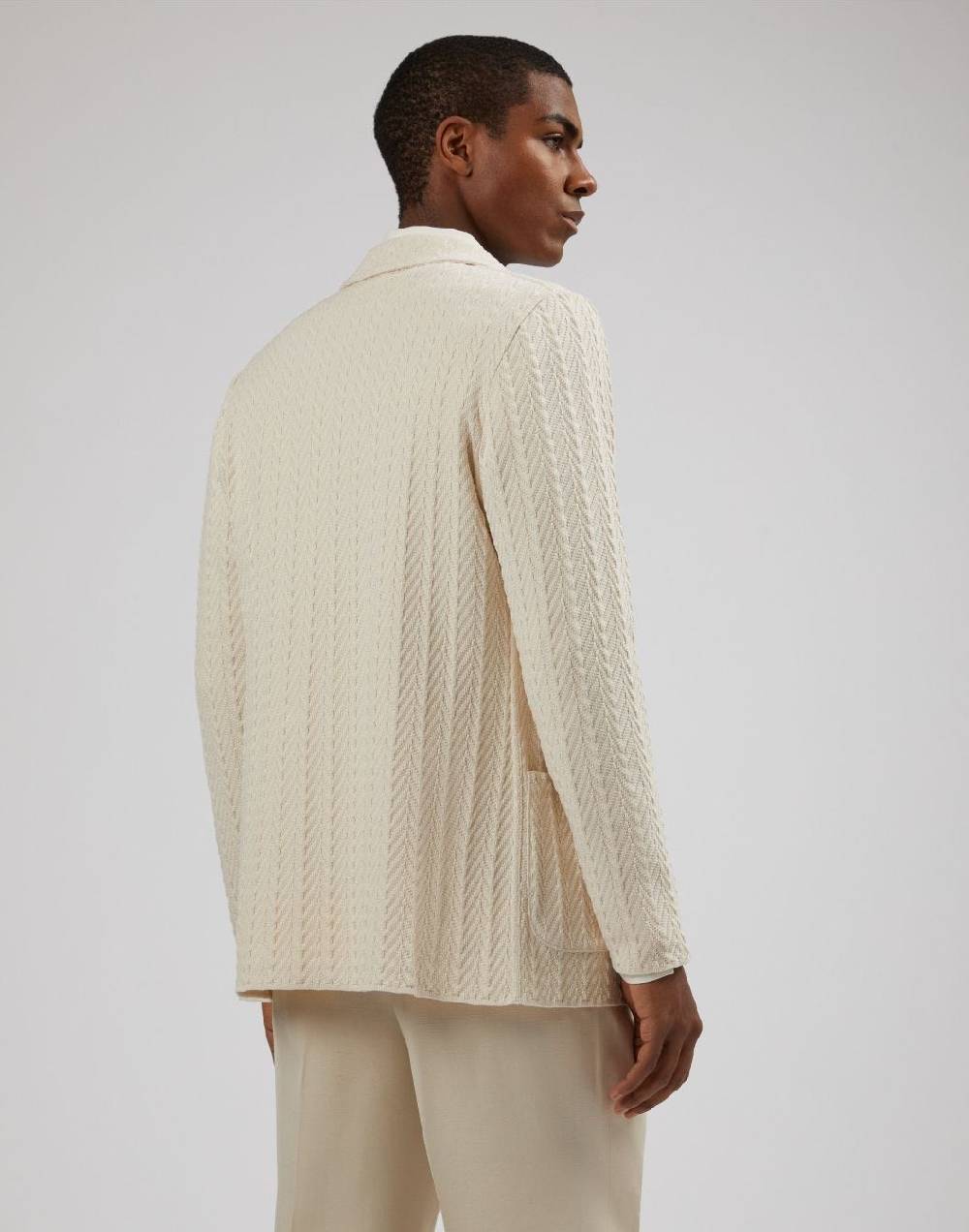 Lardini Giacca maglia panna in filato di cotone compatto Moda