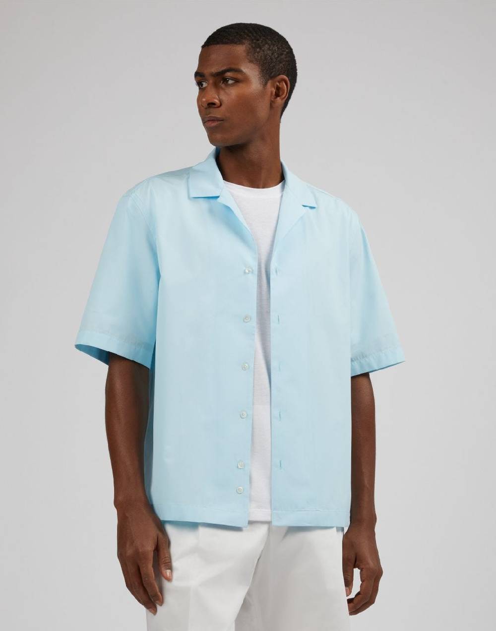 Lardini Camicia azzurra in popeline soft touch Italy