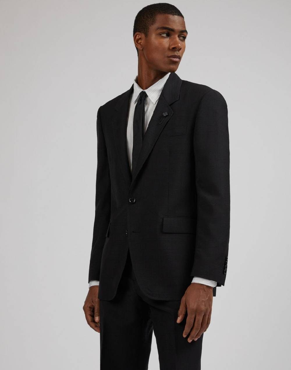 Lardini Blazer attitude nero monopetto in lana e mohair Italia