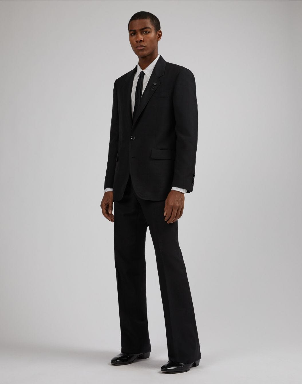 Lardini Blazer attitude nero monopetto in lana e mohair Italia