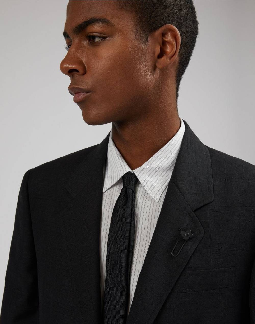Lardini Blazer attitude nero monopetto in lana e mohair Italia