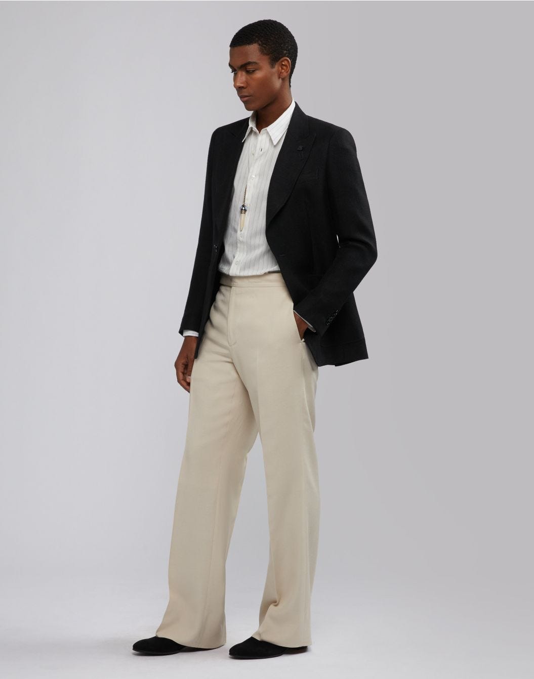 Lardini Pantalone attitude panna con fondo ampio In Linea