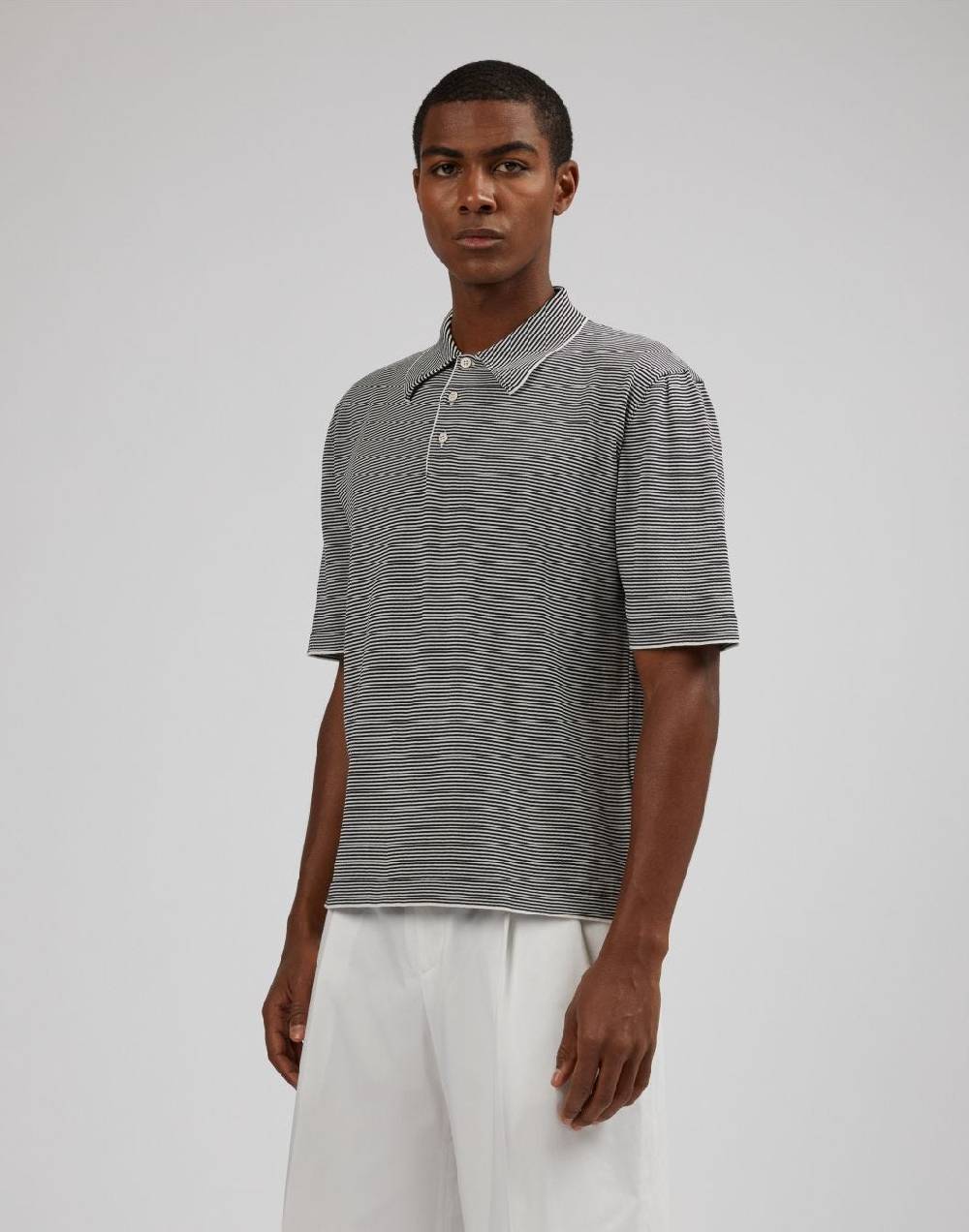 Lardini Polo in cotone crêpe jacquard bicolore Promozione