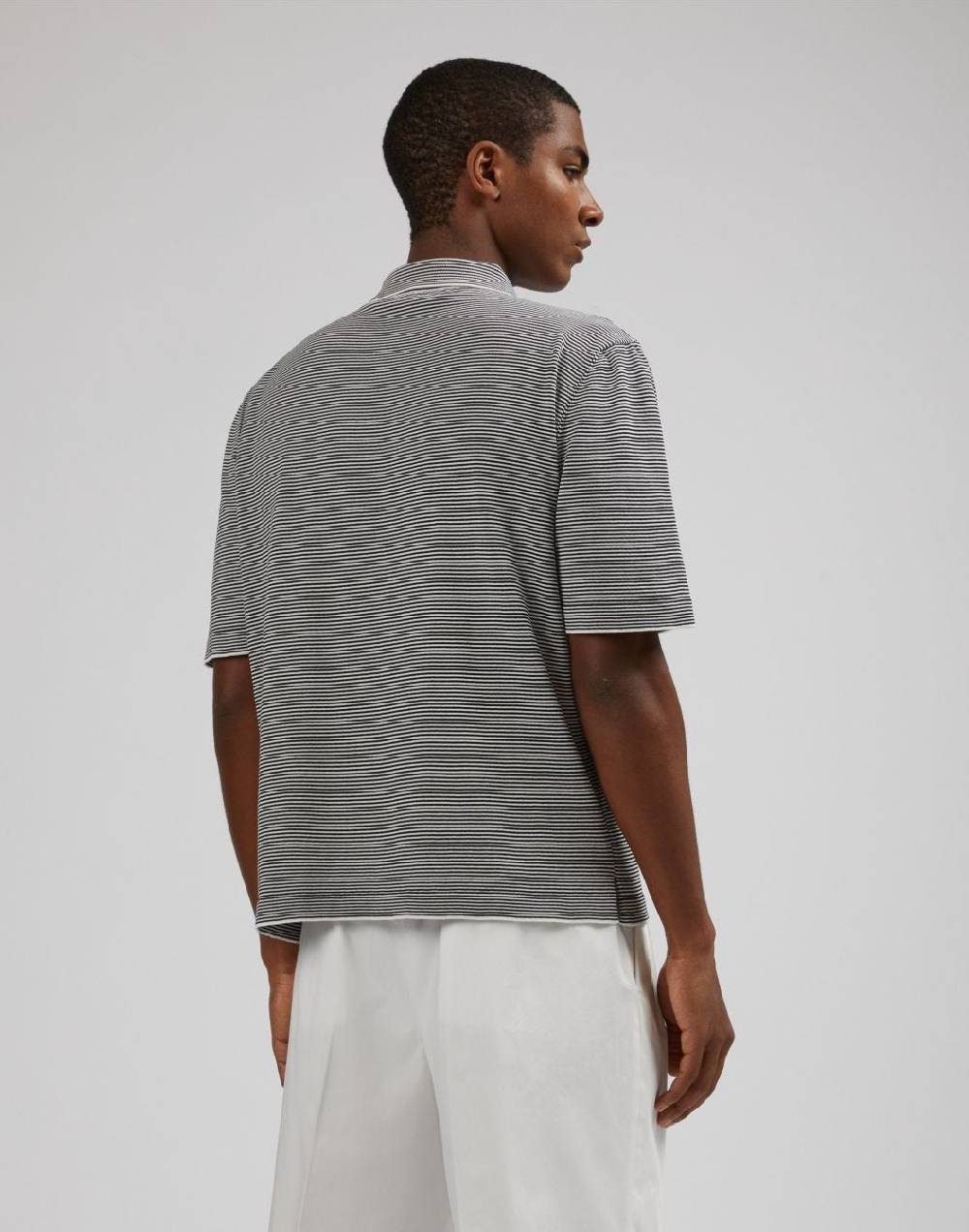 Lardini Polo in cotone crêpe jacquard bicolore Promozione