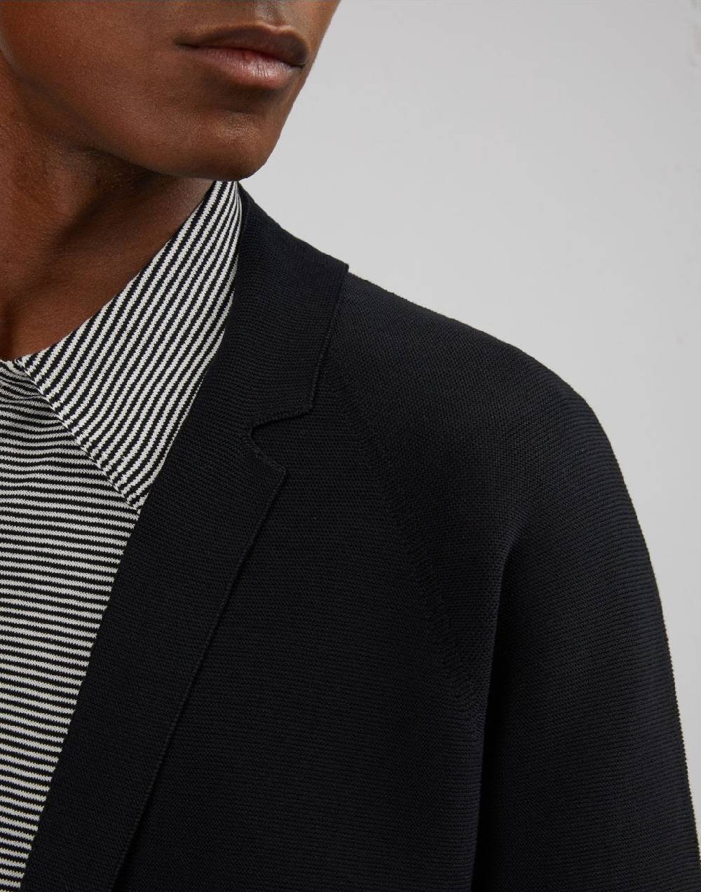 Lardini Giacca maglia nera con maglia rasata Pezzi Unici