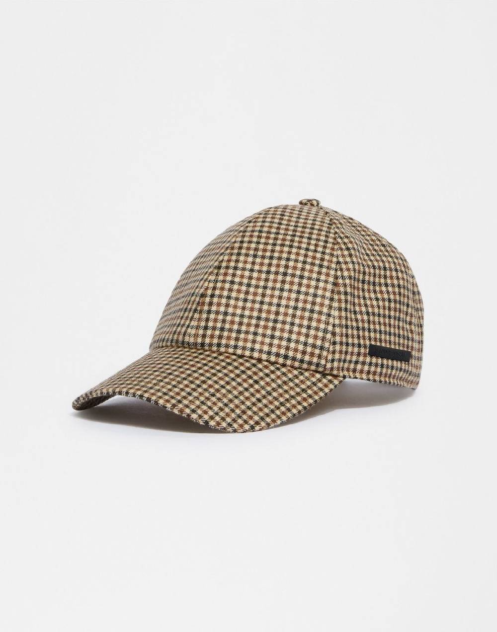 Lardini Cappello baseball in lana con disegno damier beige-marrone Promozione Limitata
