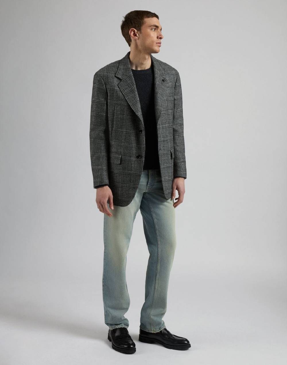 Lardini Giaccone monopetto in labswool di lana cashmere fantasia grigo-nero Fino Al -60%