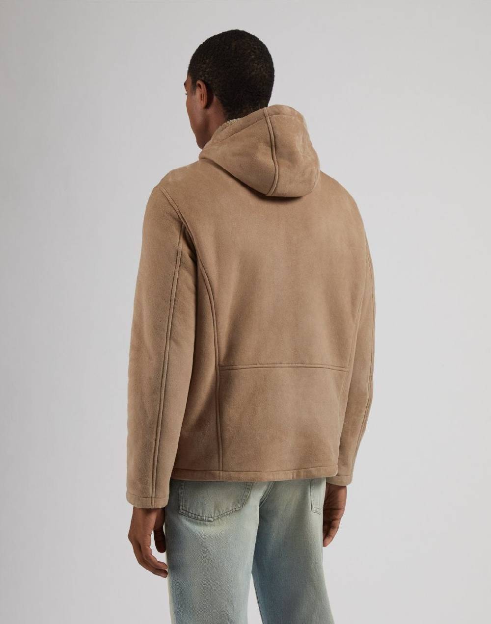 Lardini Giubbino con cappuccio in pelle di montone merino nocciola Shopping Online