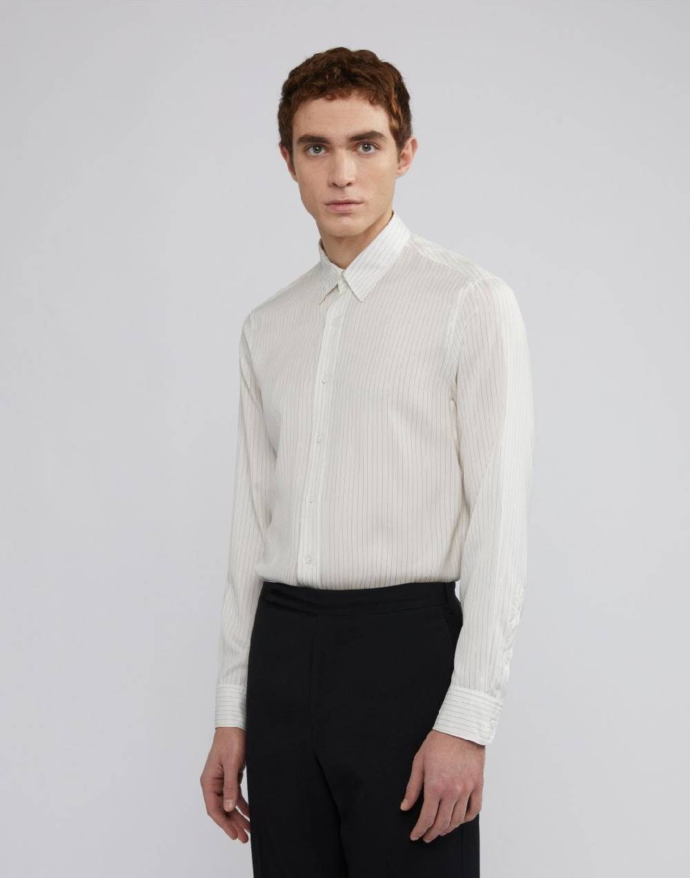 Lardini Camicia con collo italiano in seta habotai Fino al 50% di sconto