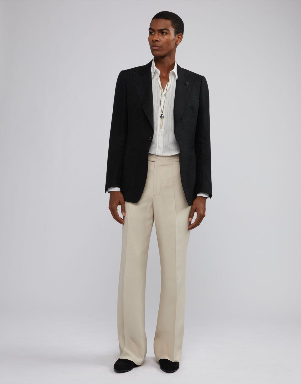 Lardini Camicia bianca a righe con collo italiano Outlet