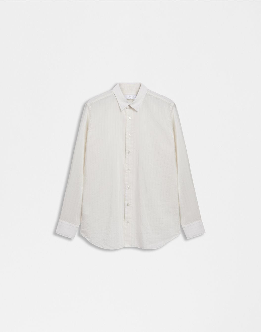 Lardini Camicia bianca con collo italiano in voile In Vendita