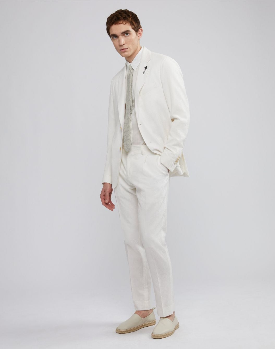 Lardini Camicia bianca con collo italiano in voile In Vendita