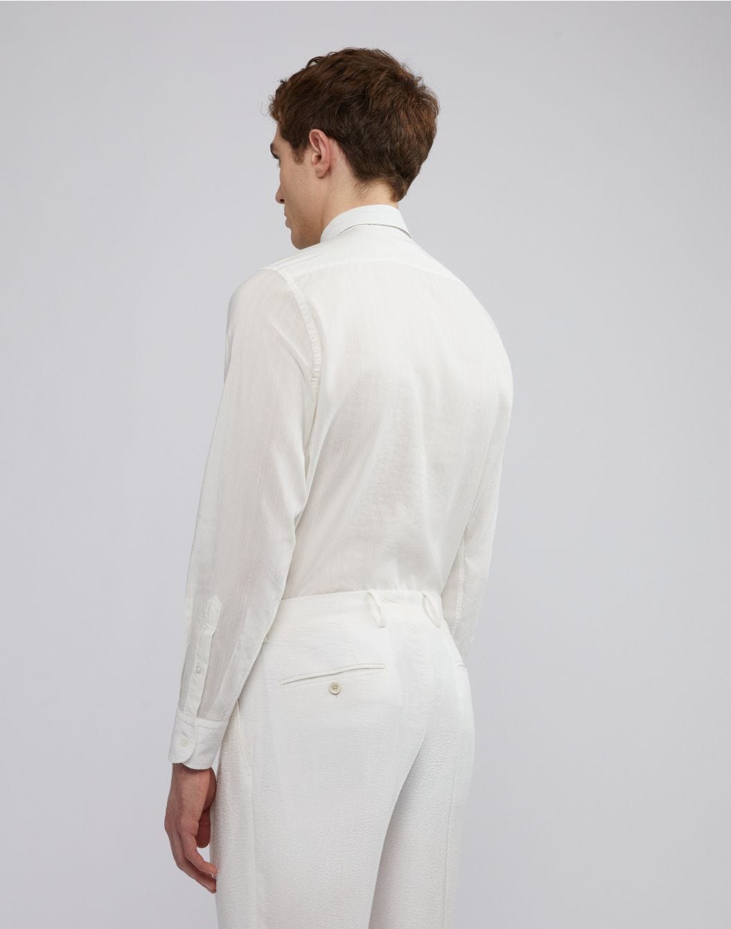 Lardini Camicia bianca con collo italiano in voile In Vendita