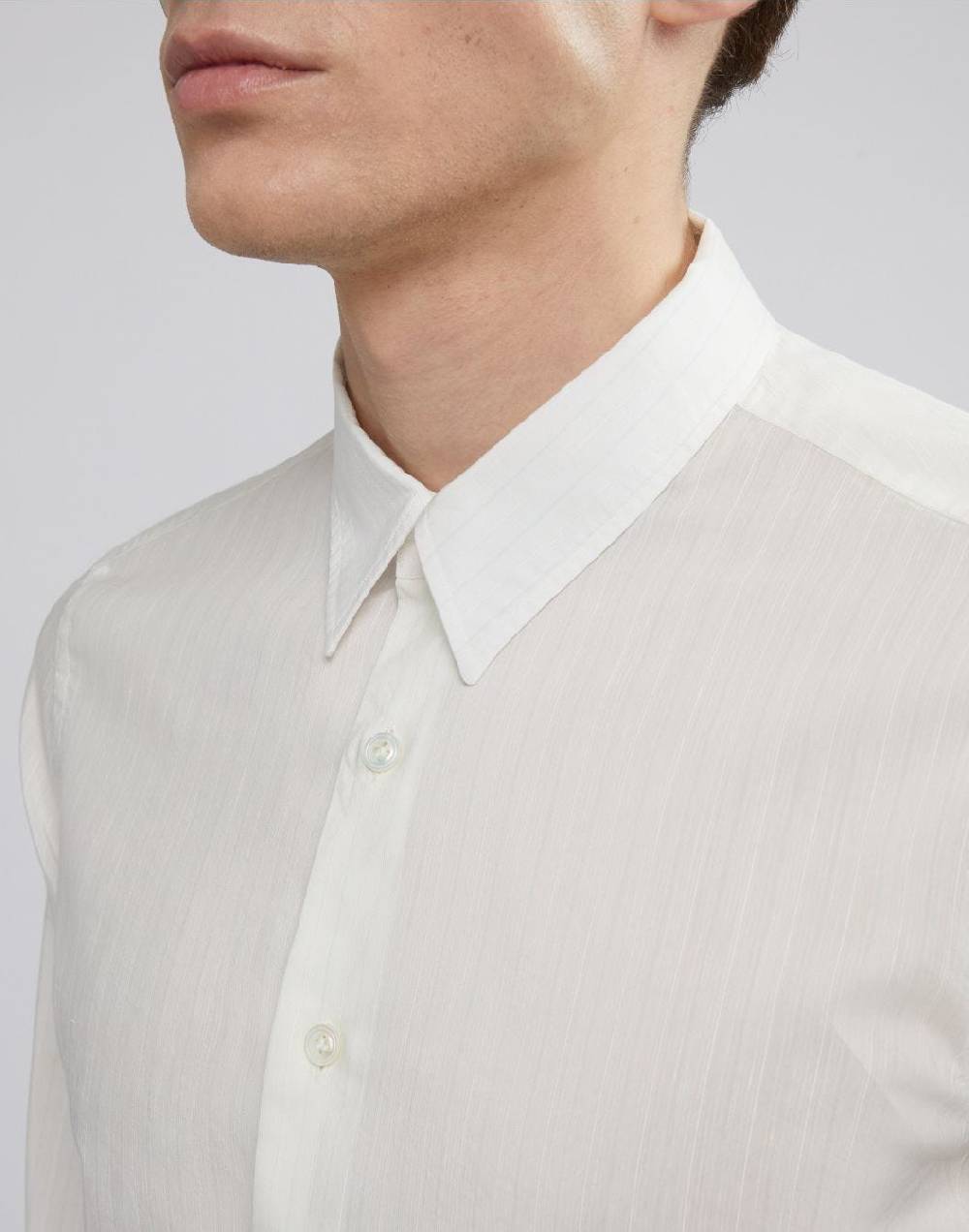 Lardini Camicia bianca con collo italiano in voile In Vendita