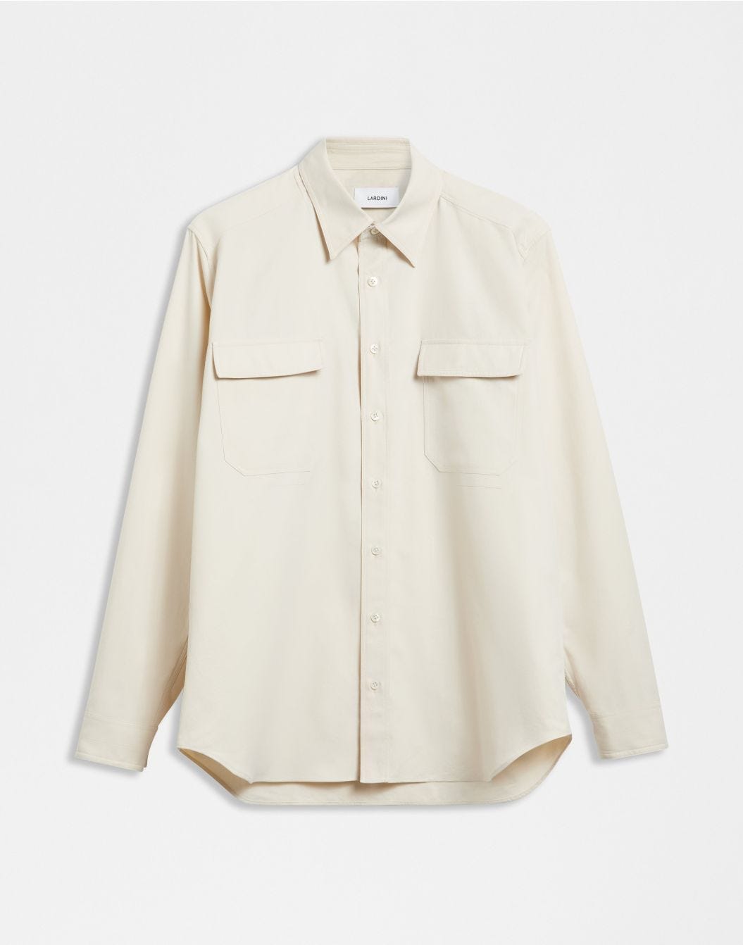 Lardini Camicia relaxed panna in twill di cotone washed Negozio
