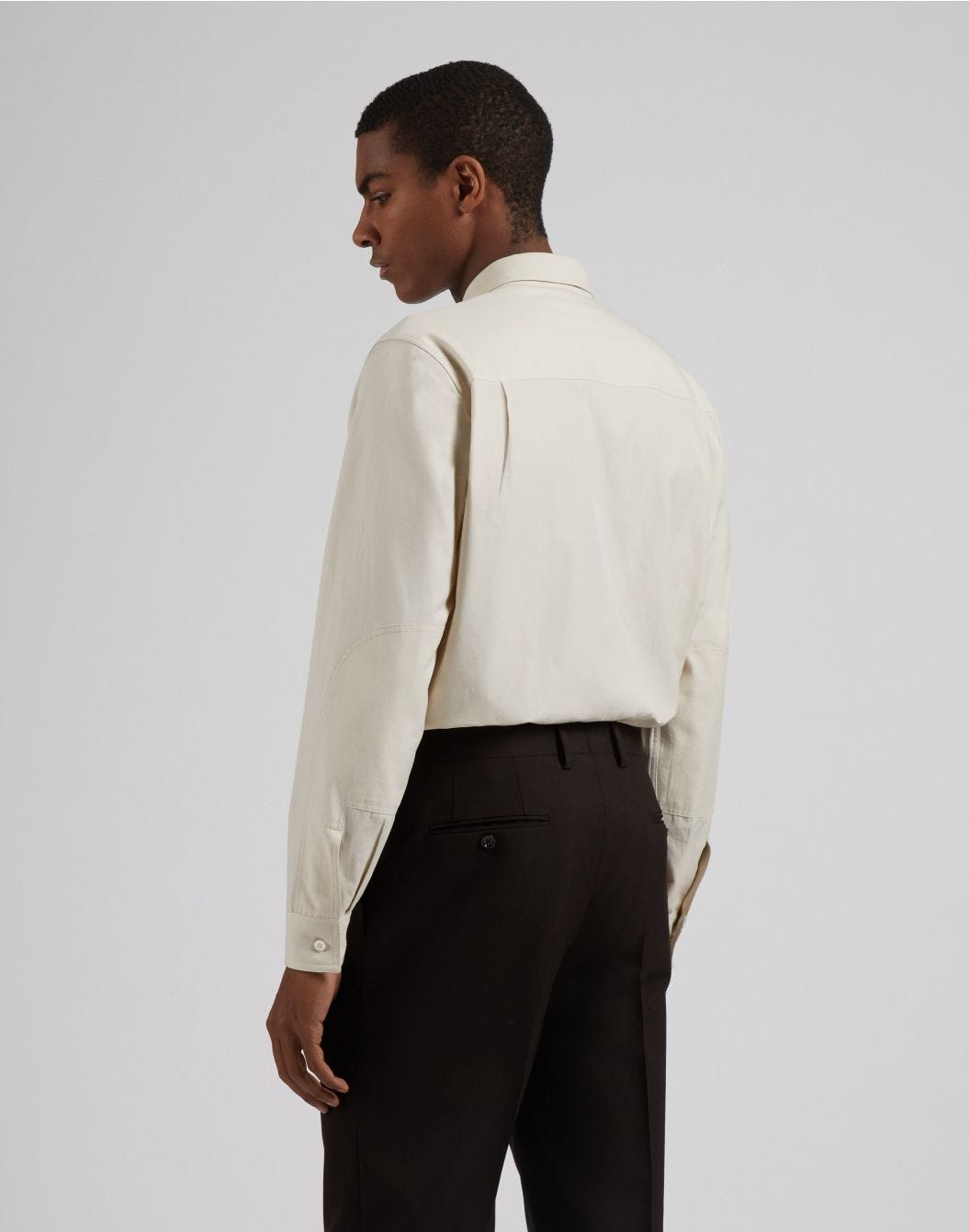Lardini Camicia relaxed panna in twill di cotone washed Negozio