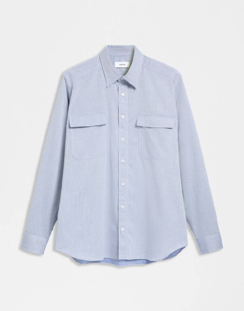 Lardini Camicia relaxed celeste in twill di cotone misto lana In Saldo