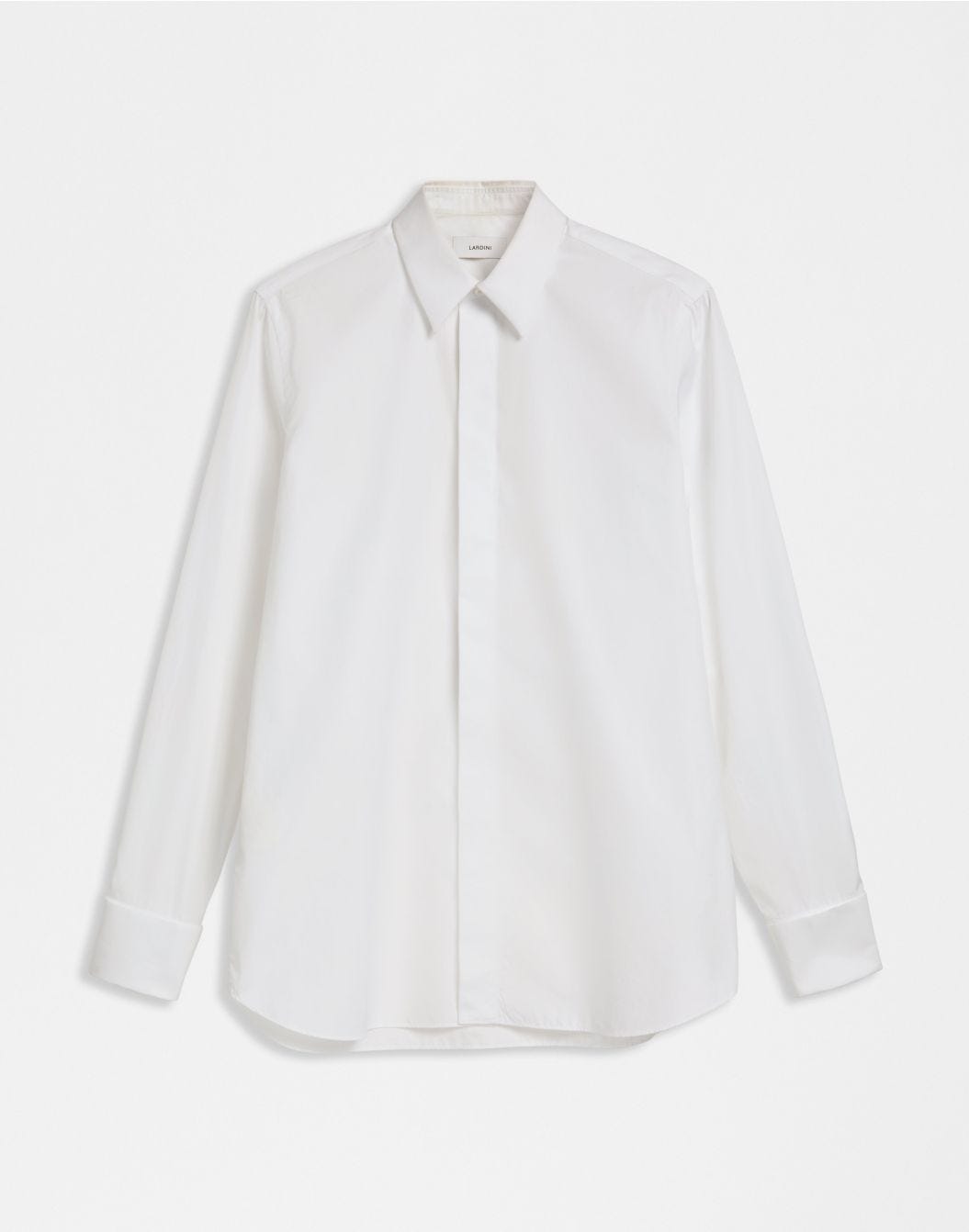 Lardini Camicia bianca in popeline di cotone con finta davanti