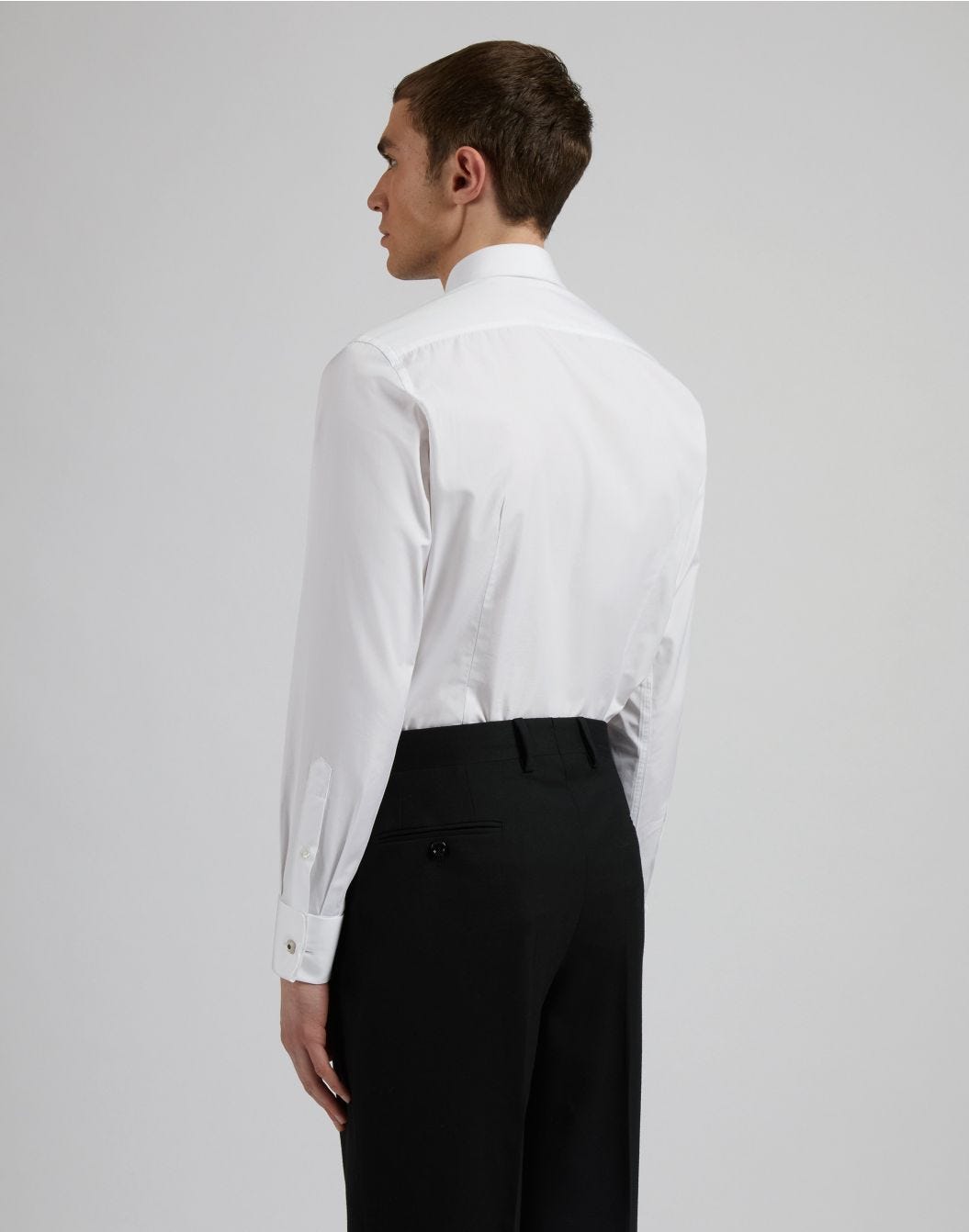 Lardini Camicia bianca in popeline di cotone con finta davanti Moda