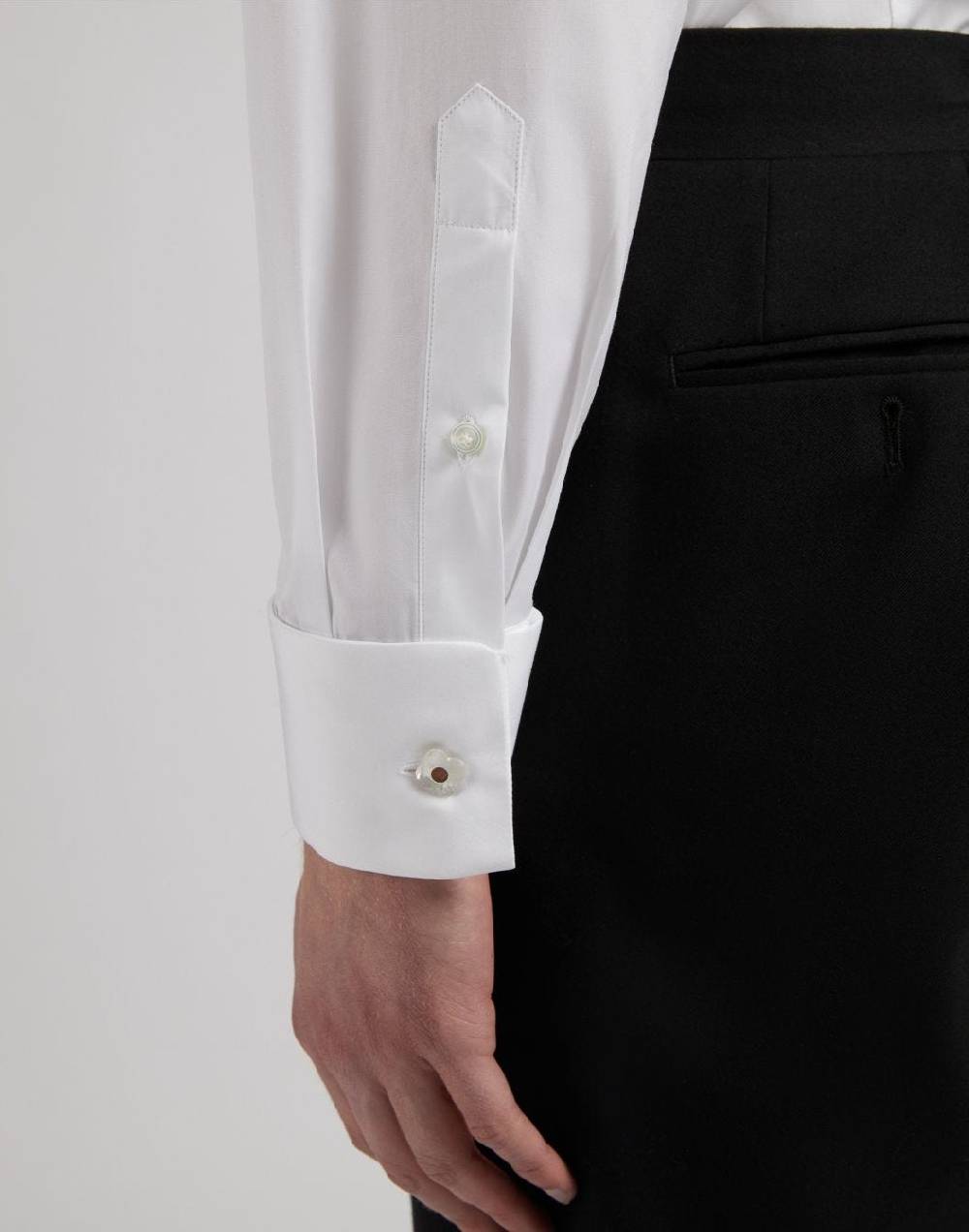 Lardini Camicia bianca in popeline di cotone con finta davanti Moda